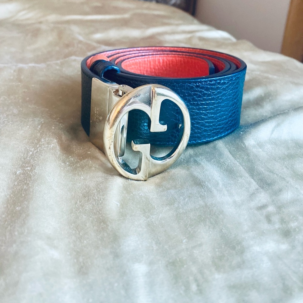 Gucci 2 sided black and orange belt